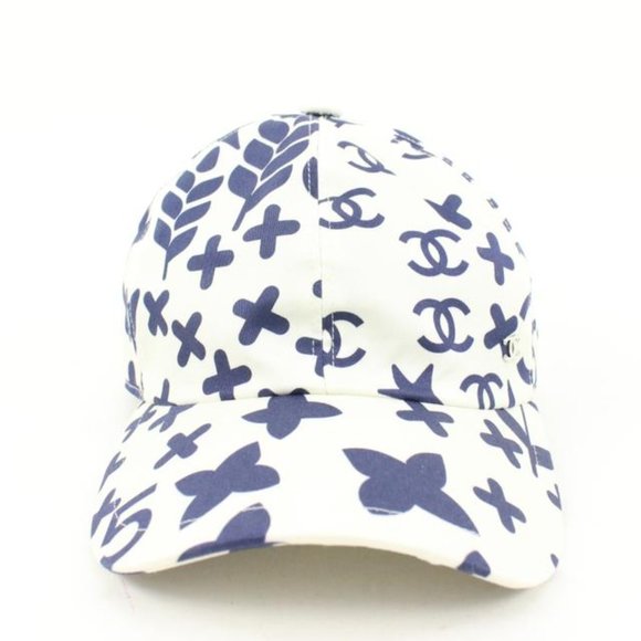 Chanel 22P 2022 White x Navy Blue Charm Icon CC Logo Baseball Cap Hat 85C24s - Picture 7 of 12